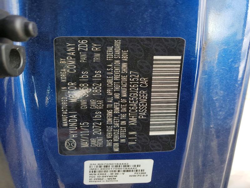 2016 Hyundai Veloster მანქანა იყიდება აუქციონზე, vin: KMHTC6AE5GU261527, აუქციონის ნომერი: 74749865
