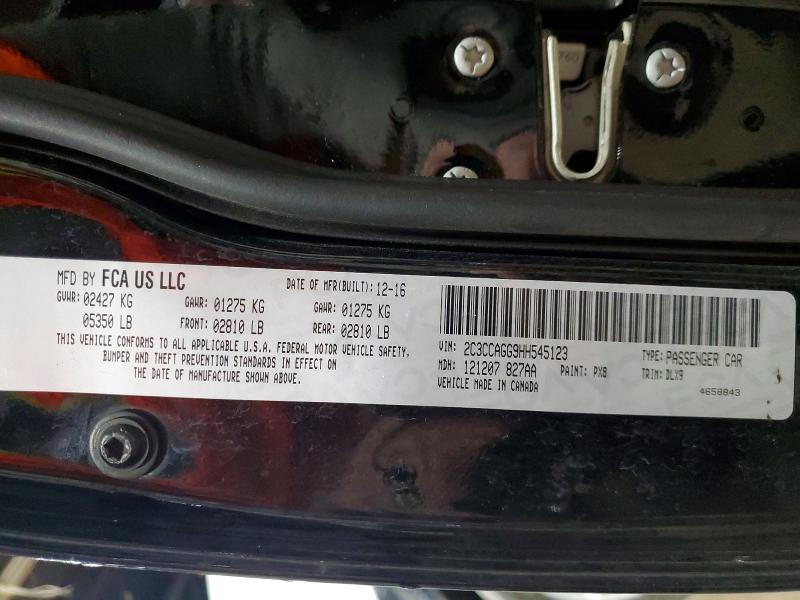 2017 Chrysler 300 მანქანა იყიდება აუქციონზე, vin: 2C3CCAGG9HH545123, აუქციონის ნომერი: 77830165