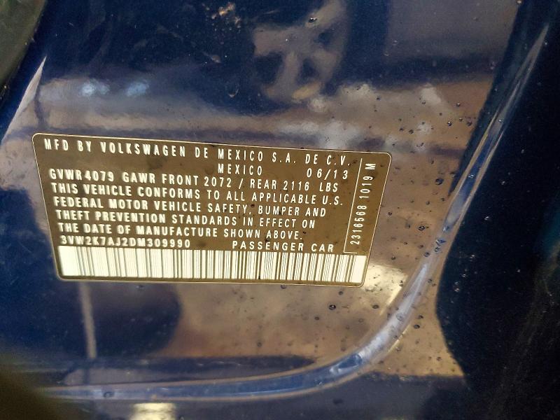 Aukcja sprzedaży 2013 Volkswagen Jetta, vin: 3VW2K7AJ2DM309990, numer aukcji: 76122355