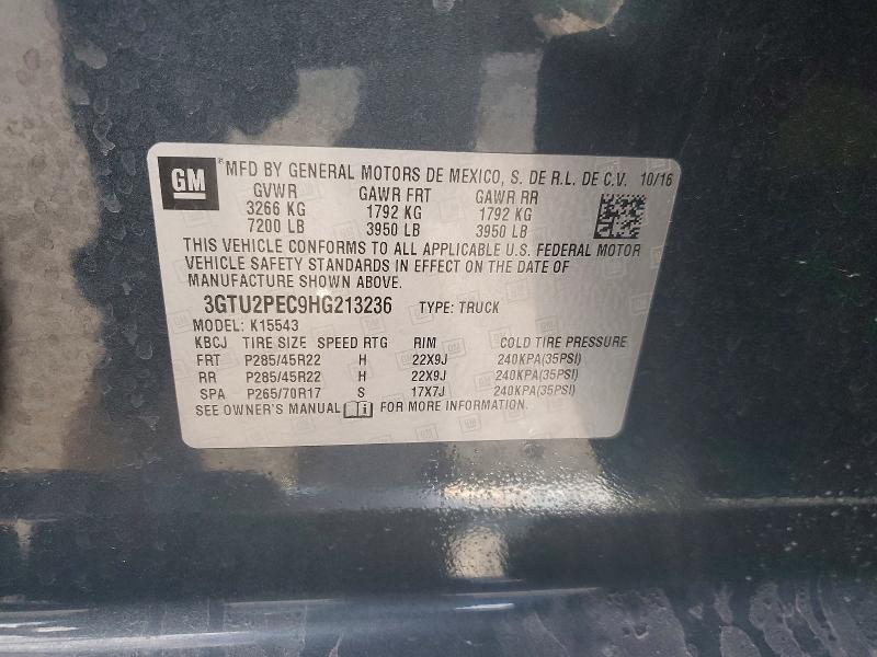 Aukcja sprzedaży 2017 Gmc Sierra, vin: 3GTU2PEC9HG213236, numer aukcji: 77587105
