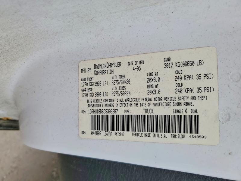 Aukcja sprzedaży 2005 Dodge Ram 1500, vin: 1D7HU18D65S303287, numer aukcji: 77751665