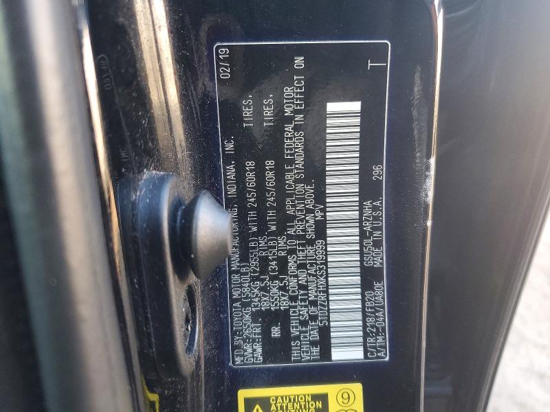 Продаж на аукціоні авто 2019 Toyota Highlander, vin: 5TDZZRFHXKS319999, номер лоту: 76922565