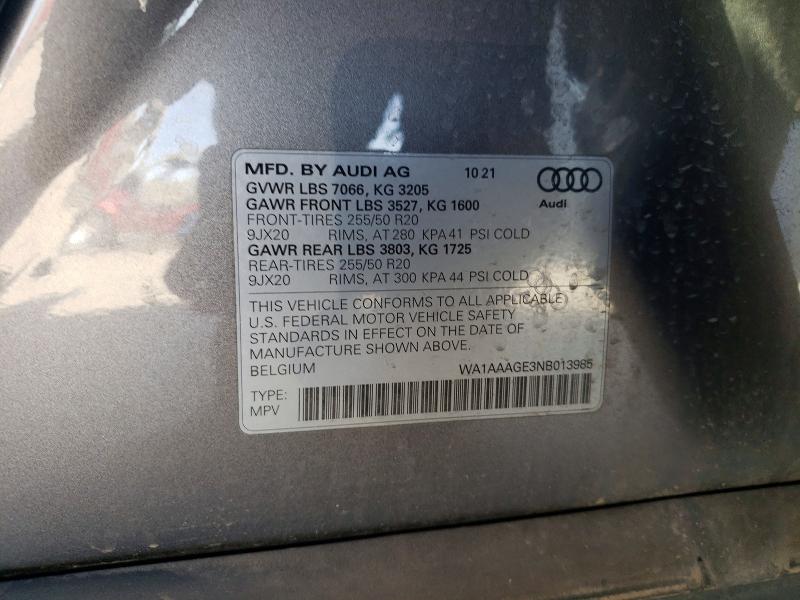 Aukcja sprzedaży 2022 Audi E-tron, vin: WA1AAAGE3NB013985, numer aukcji: 78544645