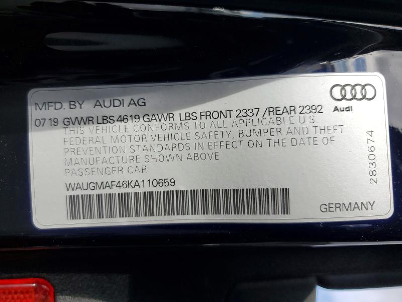 Aukcja sprzedaży 2019 Audi A4, vin: WAUGMAF46KA110659, numer aukcji: 78348665