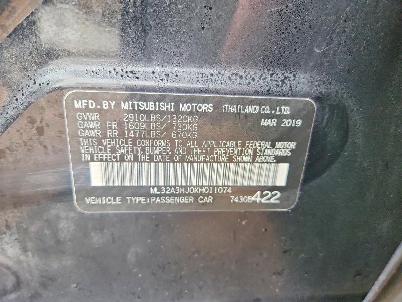 Продаж на аукціоні авто 2019 Mitsubishi Mirage, vin: ML32A3HJ0KH011074, номер лоту: 78253645