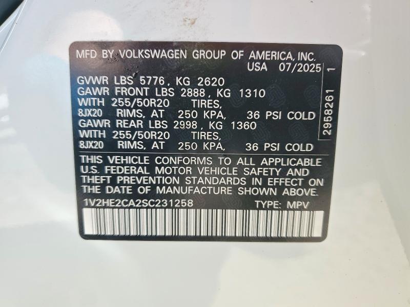 Продажа на аукционе авто 2025 Volkswagen Atlas Cross Sport, vin: 1V2HE2CA2SC231258, номер лота: 77514385