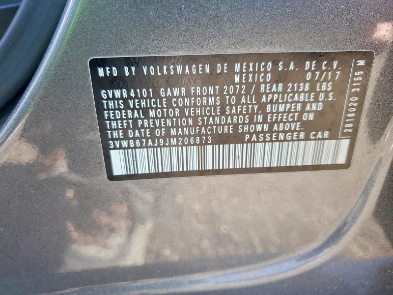 74900945 :رقم المزاد ، 3VWB67AJ9JM206873 vin ، 2018 Volkswagen Jetta مزاد بيع