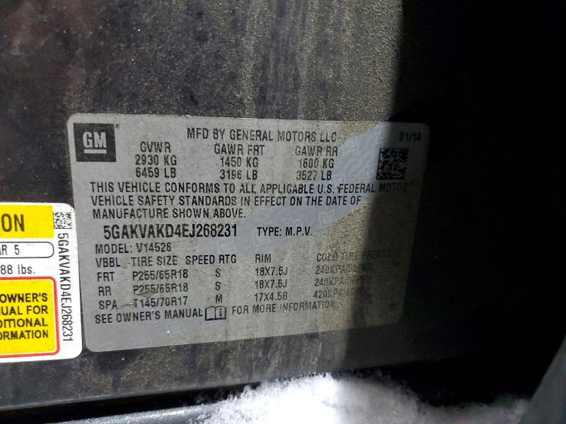 Продажа на аукционе авто 2014 Buick Enclave, vin: 5GAKVAKD4EJ268231, номер лота: 75784435