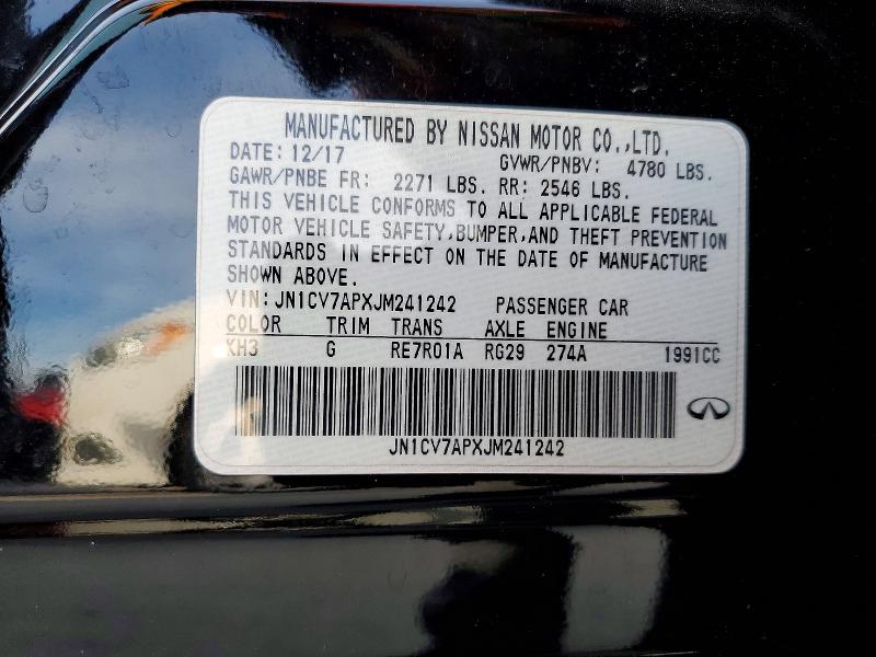 Aukcja sprzedaży 2018 Infiniti Q50, vin: JN1CV7APXJM241242, numer aukcji: 78727225