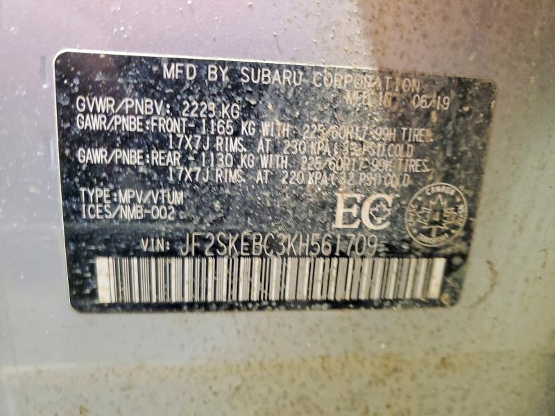 Продаж на аукціоні авто 2019 Subaru Forester, vin: JF2SKEBC3KH561709, номер лоту: 75728585