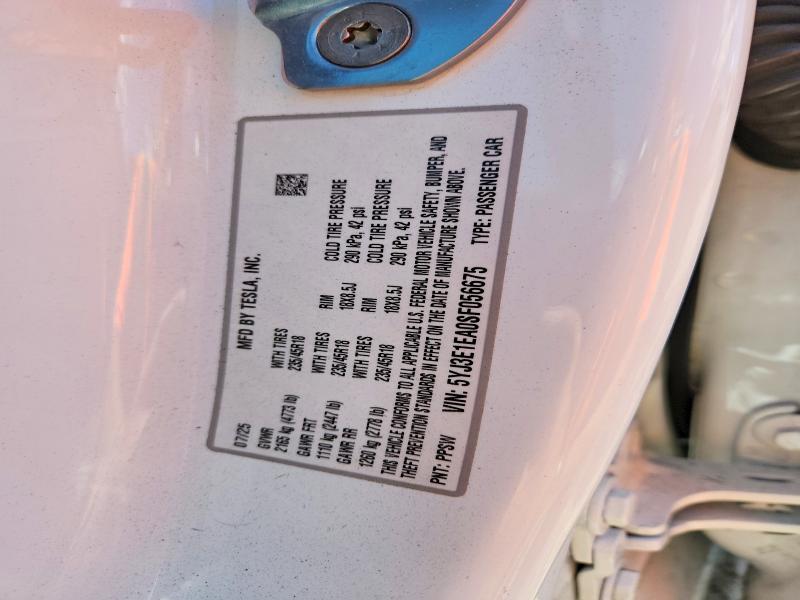 2025 Tesla Model 3 მანქანა იყიდება აუქციონზე, vin: 5YJ3E1EA0SF056675, აუქციონის ნომერი: 78382225