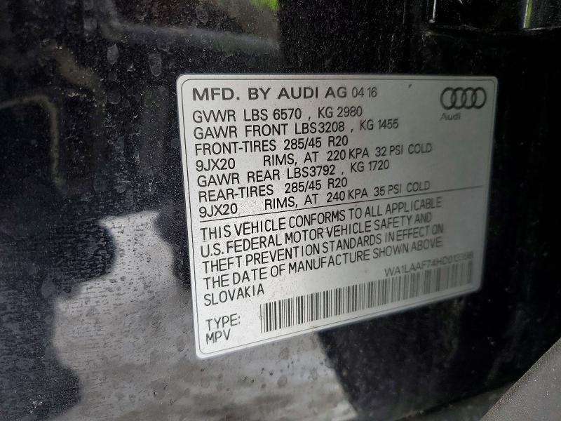 Продажа на аукционе авто 2017 Audi Q7, vin: WA1LAAF74HD013398, номер лота: 75559425
