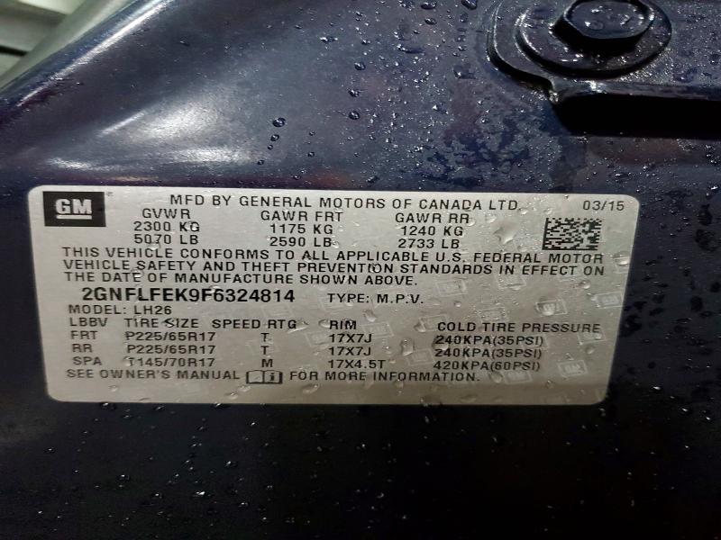 Aukcja sprzedaży 2015 Chevrolet Equinox, vin: 2GNFLFEK9F6324814, numer aukcji: 76574765