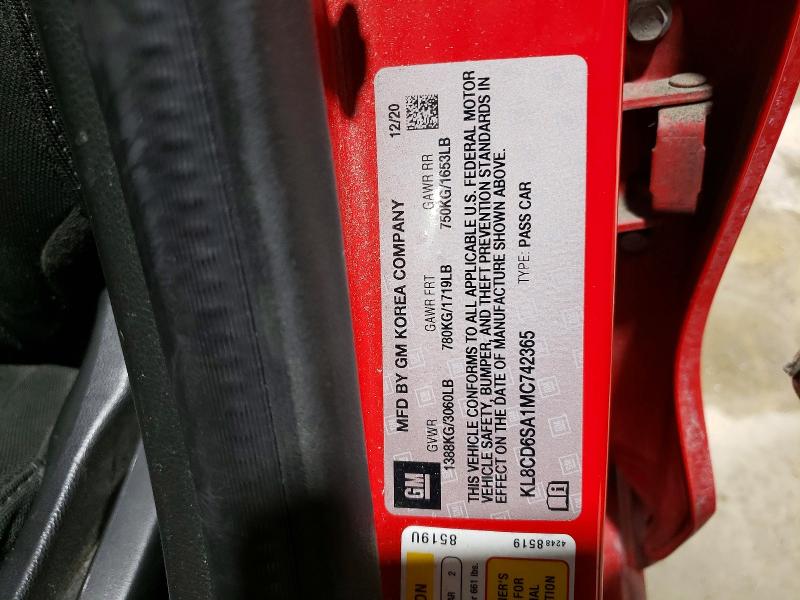 77038915 :رقم المزاد ، KL8CD6SA1MC742365 vin ، 2021 Chevrolet Spark مزاد بيع