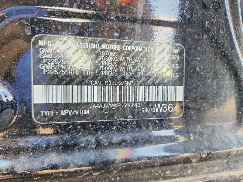 76137545 :رقم المزاد ، JA4AJVAWXRU608643 vin ، 2024 Mitsubishi Rvr مزاد بيع