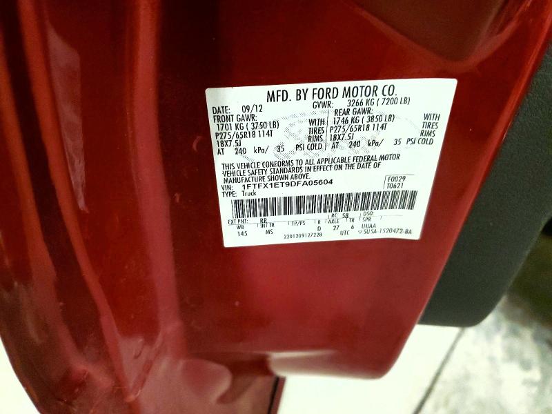 75605535 :رقم المزاد ، 1FTFX1ET9DFA05604 vin ، 2013 Ford F150 مزاد بيع