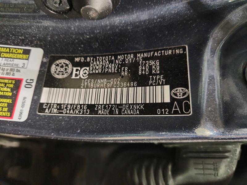 Продажа на аукционе авто 2015 Toyota Corolla, vin: 2T1BURHE9FC336486, номер лота: 75755945