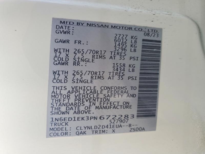 Продажа на аукционе авто 2023 Nissan Frontier, vin: 1N6ED1EK3PN672283, номер лота: 76898005