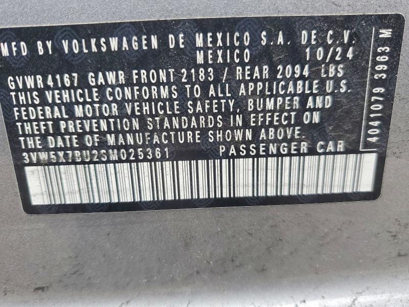 Продаж на аукціоні авто 2025 Volkswagen Jetta, vin: 3VW5X7BU2SM025361, номер лоту: 79272075