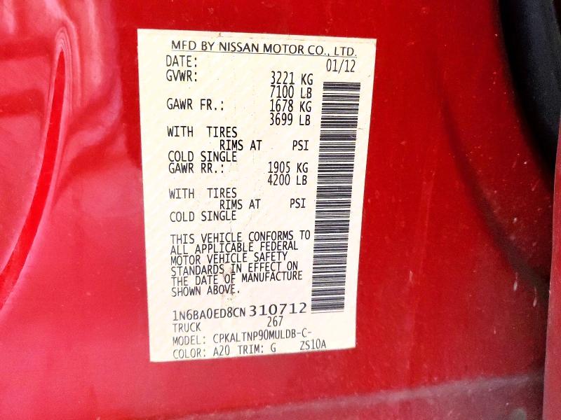 Продаж на аукціоні авто 2012 Nissan Titan, vin: 1N6BA0ED8CN310712, номер лоту: 76179615