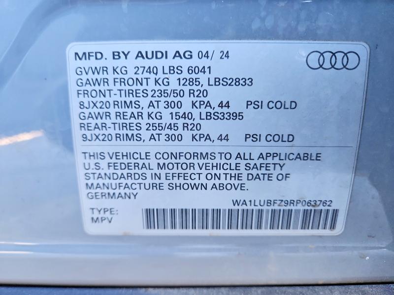 Продаж на аукціоні авто 2024 Audi Q4 E-tron, vin: WA1LUBFZ9RP063762, номер лоту: 76006545