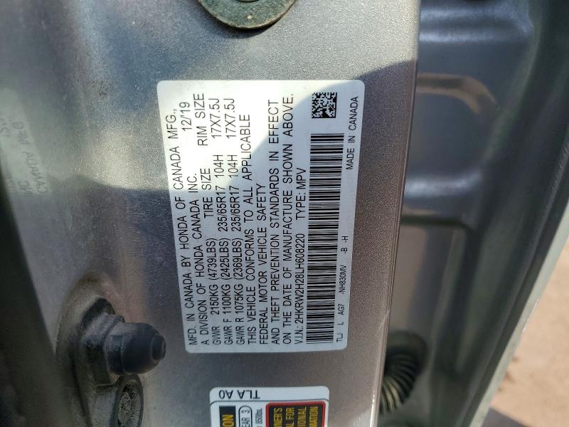 77946695 :رقم المزاد ، 2HKRW2H28LH608220 vin ، 2020 Honda Cr-v مزاد بيع