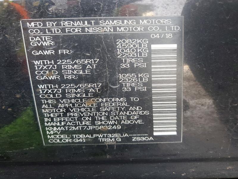 76136315 :رقم المزاد ، KNMAT2MT7JP583249 vin ، 2018 Nissan Rogue مزاد بيع