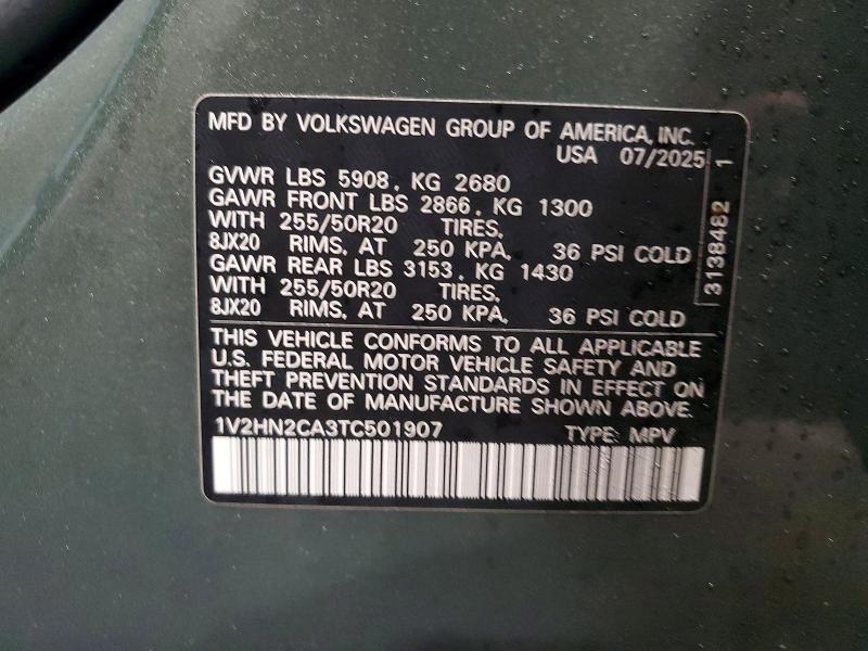 Aukcja sprzedaży 2026 Volkswagen Atlas, vin: 1V2HN2CA3TC501907, numer aukcji: 75256875