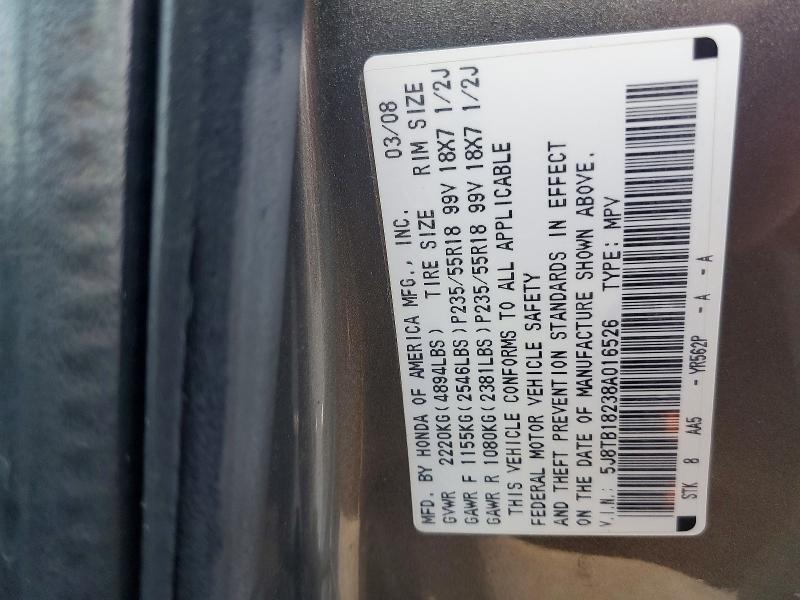 Aukcja sprzedaży 2008 Acura Rdx, vin: 5J8TB18238A016526, numer aukcji: 76956755