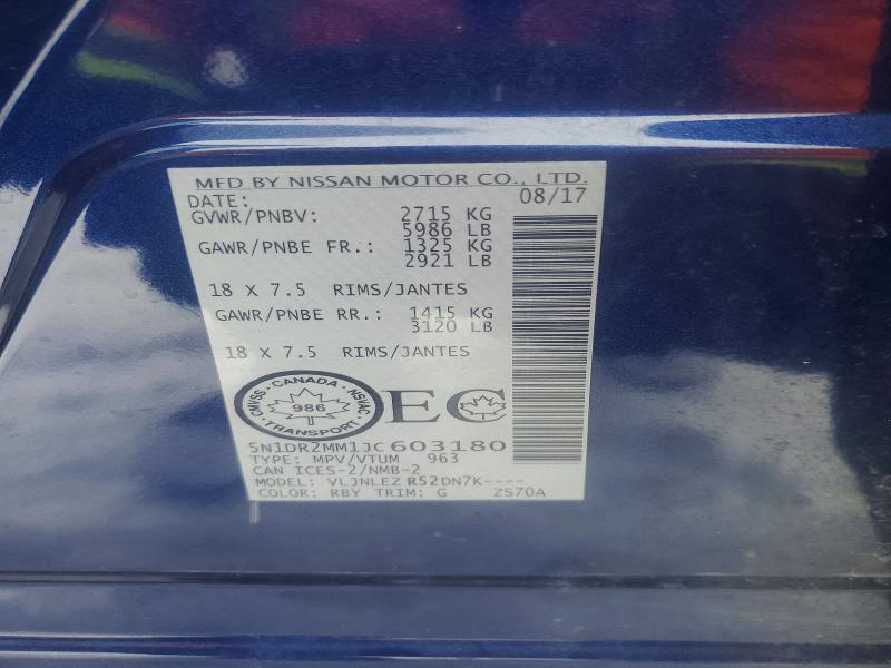Aukcja sprzedaży 2018 Nissan Pathfinder, vin: 5N1DR2MM1JC603180, numer aukcji: 75784965