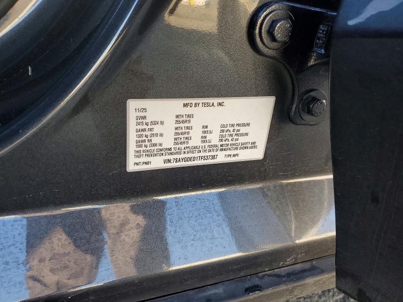 75848685 :رقم المزاد ، 7SAYGDED1TF537387 vin ، 2026 Tesla Model Y مزاد بيع