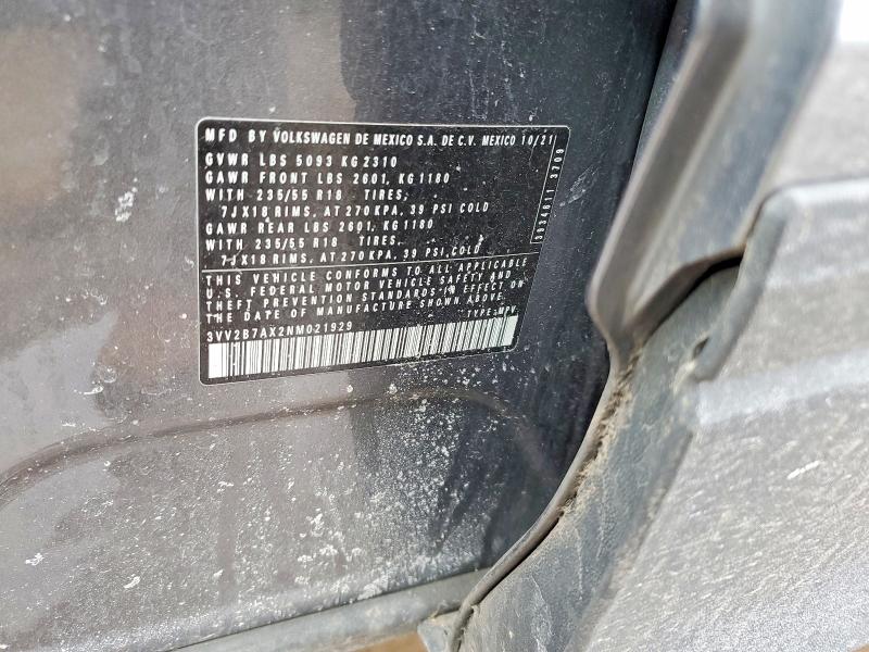Aukcja sprzedaży 2022 Volkswagen Tiguan, vin: 3VV2B7AX2NM021929, numer aukcji: 76451875