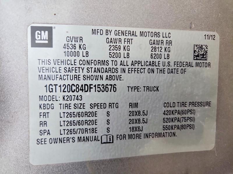 Продаж на аукціоні авто 2013 Gmc Sierra, vin: 1GT120C84DF153676, номер лоту: 78812285