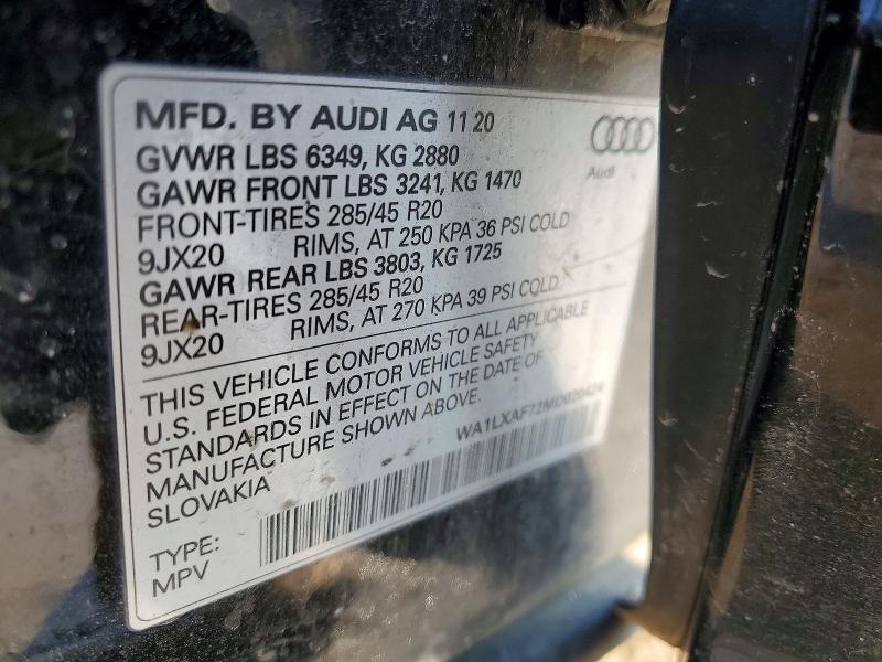 Продаж на аукціоні авто 2021 Audi Q7, vin: WA1LXAF72MD020424, номер лоту: 76661345