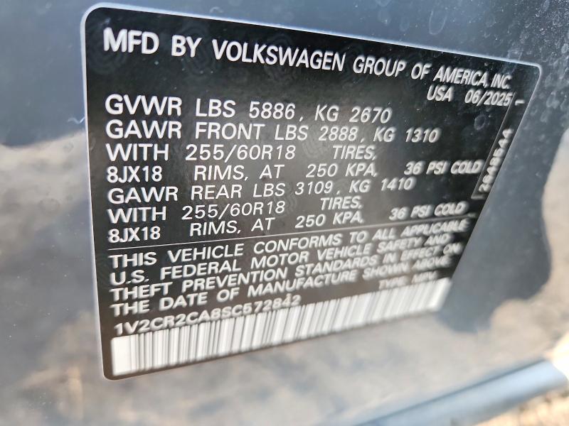 75369295 :رقم المزاد ، 1V2CR2CA8SC572842 vin ، 2025 Volkswagen Atlas مزاد بيع