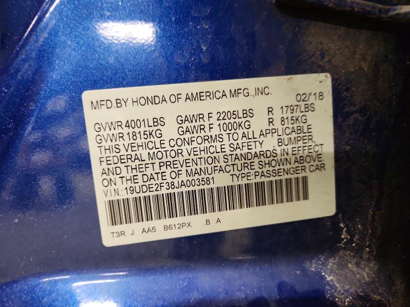2018 Acura Ilx მანქანა იყიდება აუქციონზე, vin: 19UDE2F38JA003581, აუქციონის ნომერი: 76122155