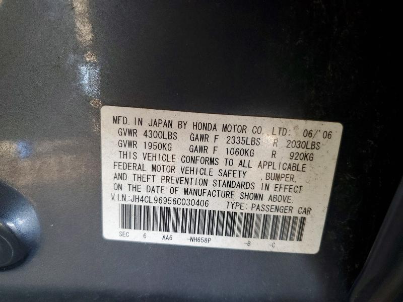 Aukcja sprzedaży 2006 Acura Tsx, vin: JH4CL96956C030406, numer aukcji: 77963095