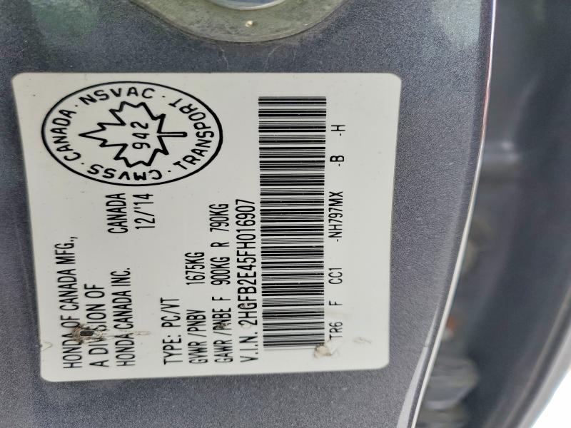 Aukcja sprzedaży 2015 Honda Civic Lx, vin: 2HGFB2E45FH016907, numer aukcji: 94386325