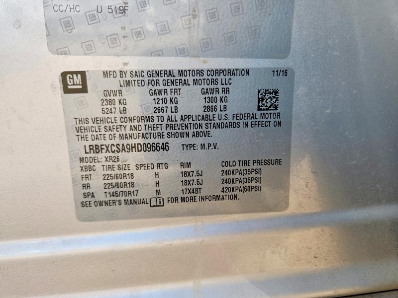 Aukcja sprzedaży 2017 Buick Envision, vin: LRBFXCSA9HD096646, numer aukcji: 78173765