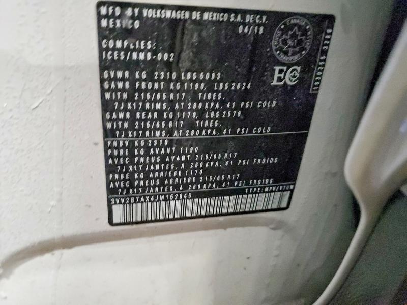 76333905 :رقم المزاد ، 3VV2B7AX4JM152645 vin ، 2018 Volkswagen Tiguan مزاد بيع