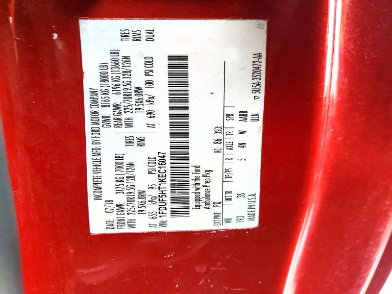 Продаж на аукціоні авто 2019 Ford F550, vin: 1FDUF5HT1KEC16047, номер лоту: 49638986