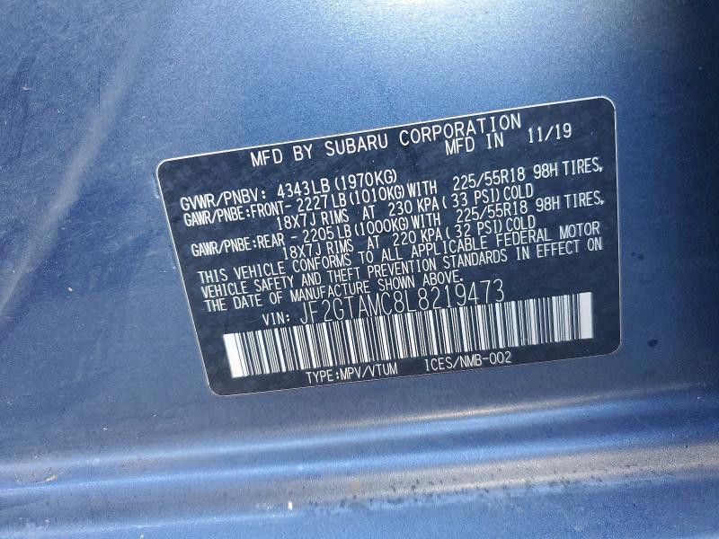 Продажа на аукционе авто 2020 Subaru Crosstrek, vin: JF2GTAMC8L8219473, номер лота: 77184985