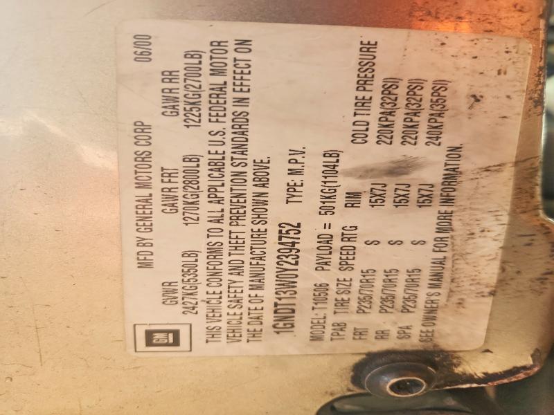 Aukcja sprzedaży 2000 Chev Blazer, vin: 1GNDT13W0Y2394752, numer aukcji: 77906965