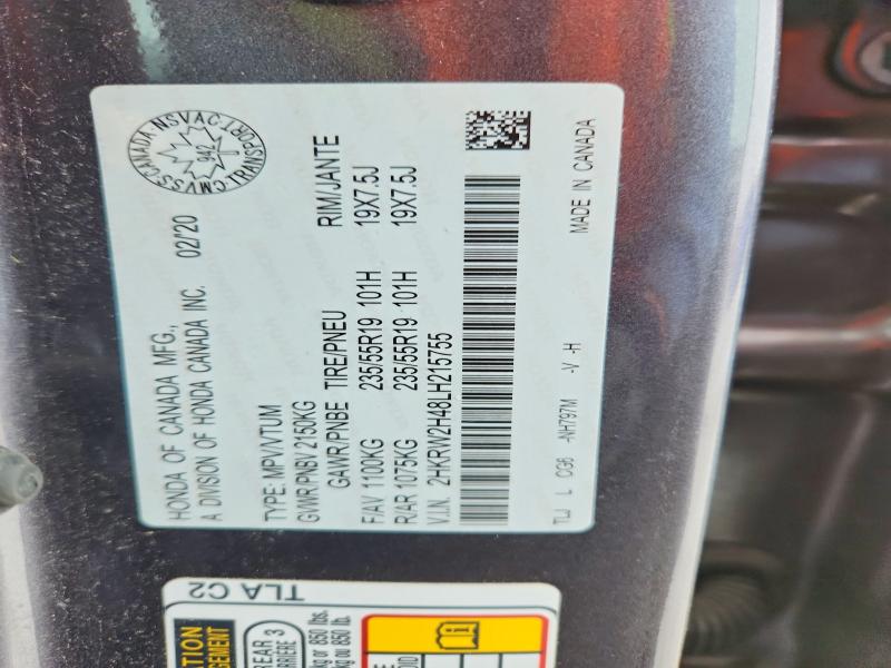 75681885 :رقم المزاد ، 2HKRW2H48LH215755 vin ، 2020 Honda Cr-v مزاد بيع