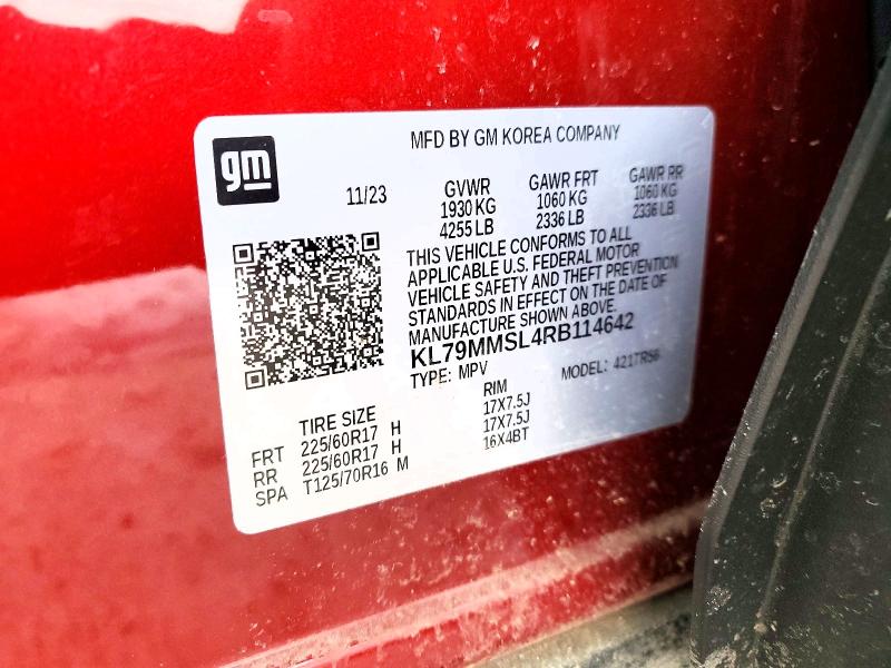 78609165 :رقم المزاد ، KL79MMSL4RB114642 vin ، 2024 Chevrolet Trailblazer مزاد بيع
