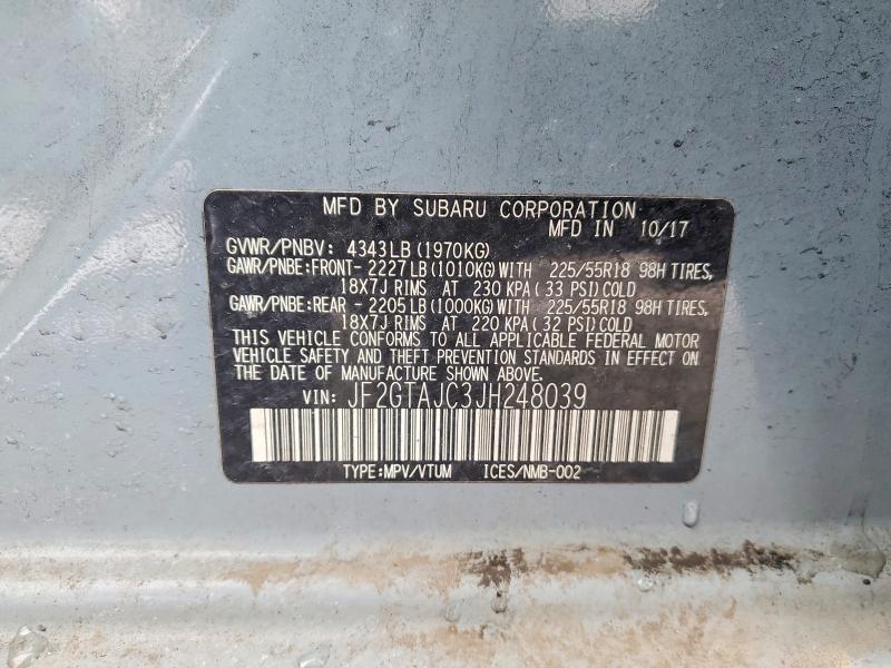 Aukcja sprzedaży 2018 Subaru Crosstrek, vin: JF2GTAJC3JH248039, numer aukcji: 76834005