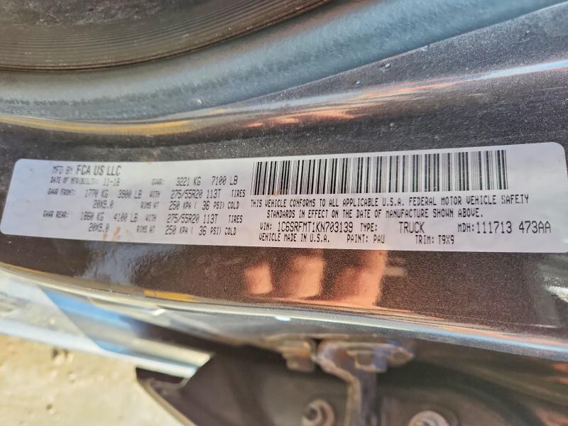 Продажа на аукционе авто 2019 Ram 1500, vin: 1C6SRFMT1KN703139, номер лота: 78825715