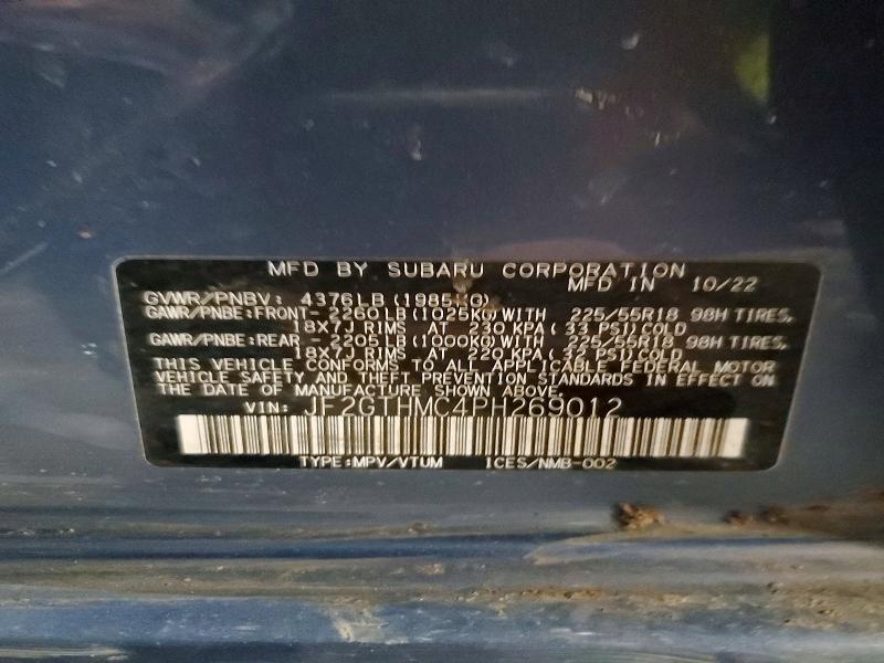 Продажа на аукционе авто 2023 Subaru Crosstrek, vin: JF2GTHMC4PH269012, номер лота: 78062035
