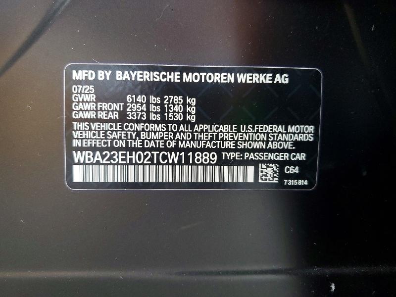 Aukcja sprzedaży 2026 Bmw 740, vin: WBA23EH02TCW11889, numer aukcji: 76458575