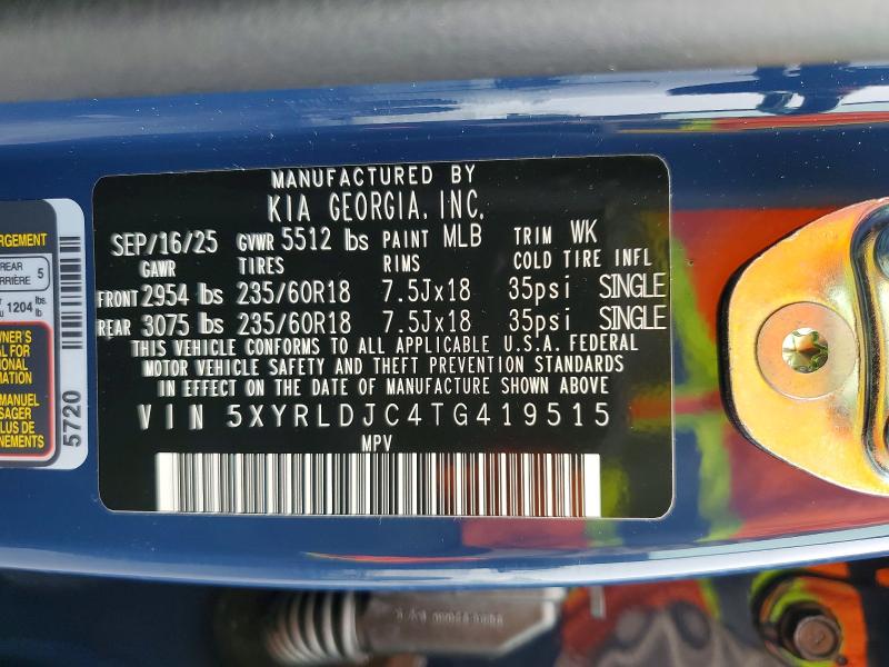 Aukcja sprzedaży 2026 Kia Sorento, vin: 5XYRLDJC4TG419515, numer aukcji: 77737645